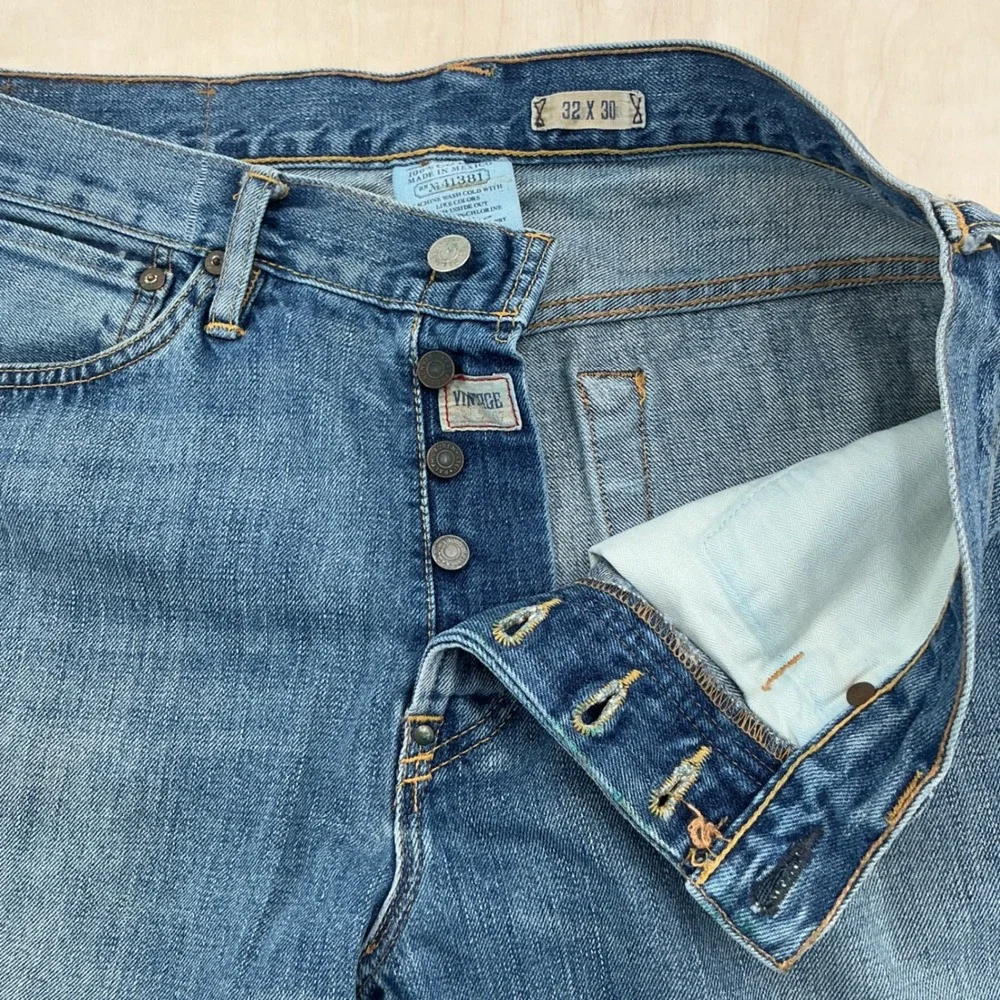 Polo Ralph Lauren Jeans Mens 32x30 Blue Button Fly Straight Leg Vintage 90s